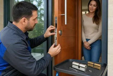 Chaveiro trocando uma fechadura em uma porta em São Leopoldo.